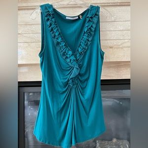 Tahari sleeveless ruffle detail top